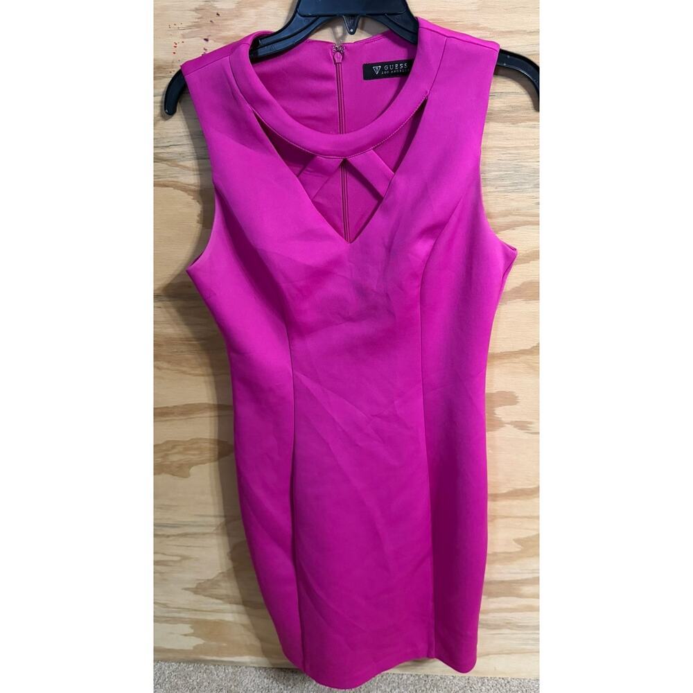 Women's Guess Tank Pencil Dress Y2K 10 Magenta